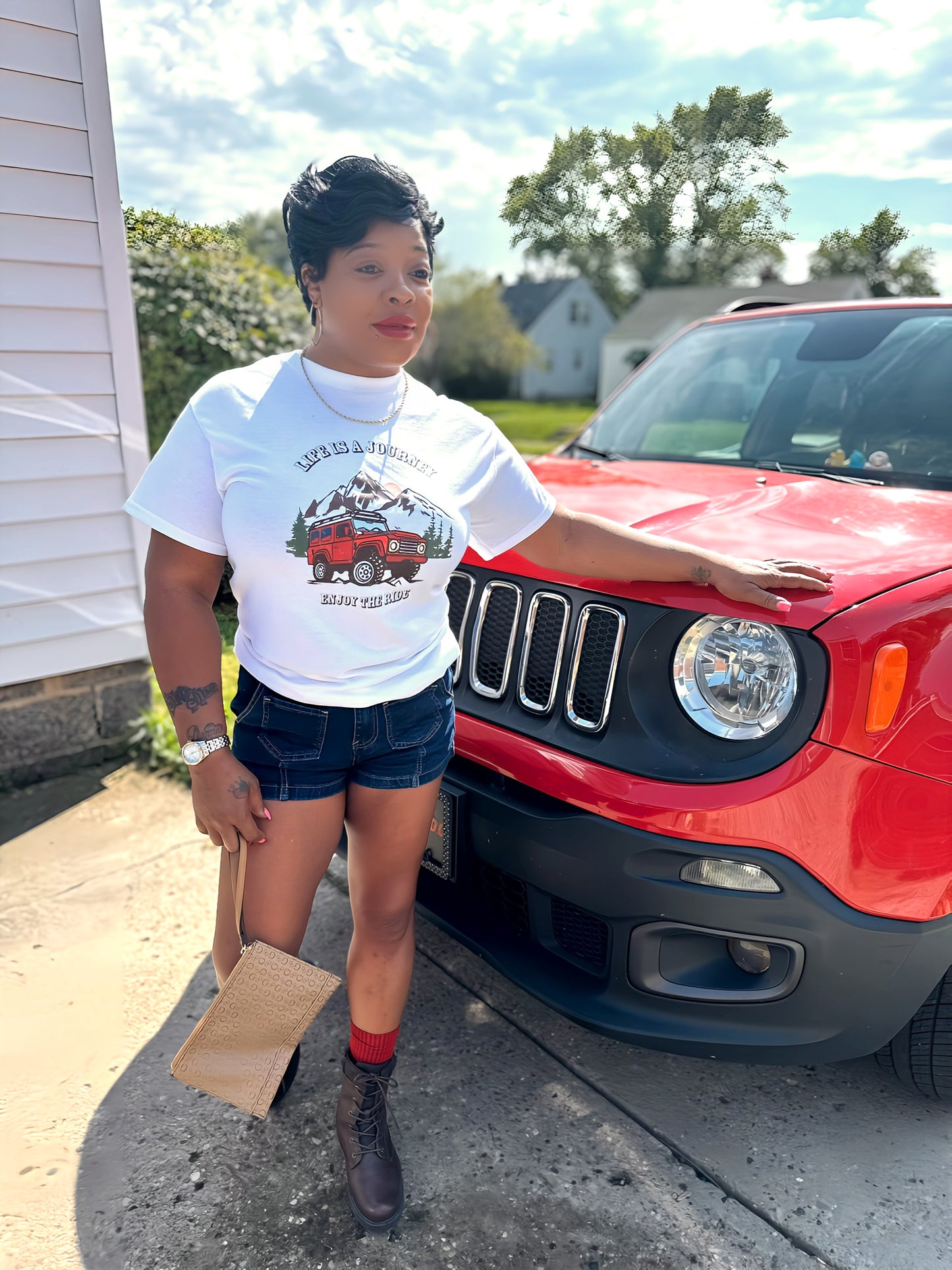 Life Is A Journey So Enjoy The Ride Graphic Crew Neck Tee’s