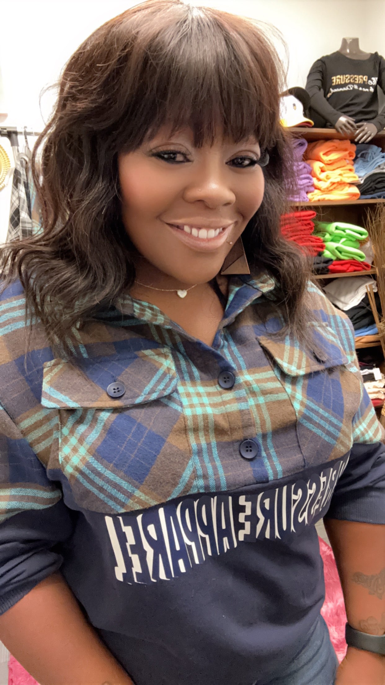 Pressure Apparel Plaid Topped Button Up