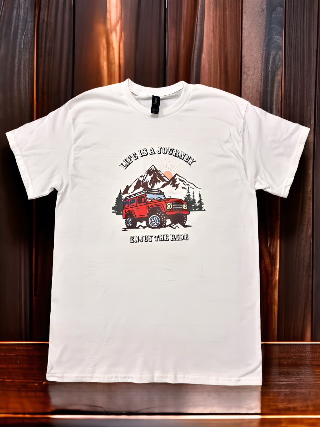 Life Is A Journey So Enjoy The Ride Graphic Crew Neck Tee’s