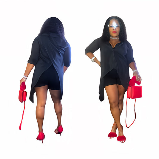 Sassy & Classy Button Up, Split Bottom Back Silk Blouse