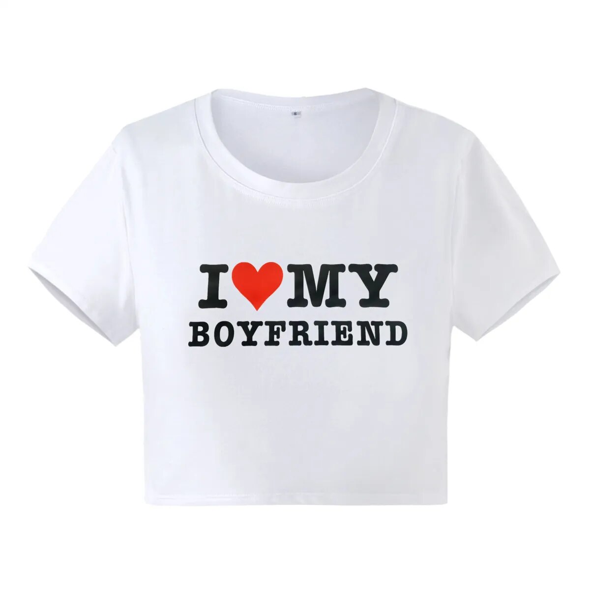 I Love My Boyfriend Womens Crop Top T-Shirt